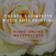 Learn to create a complete rose painting - the white rose with leaves and atmospheric background in this online masterclass with artist Doris Joa