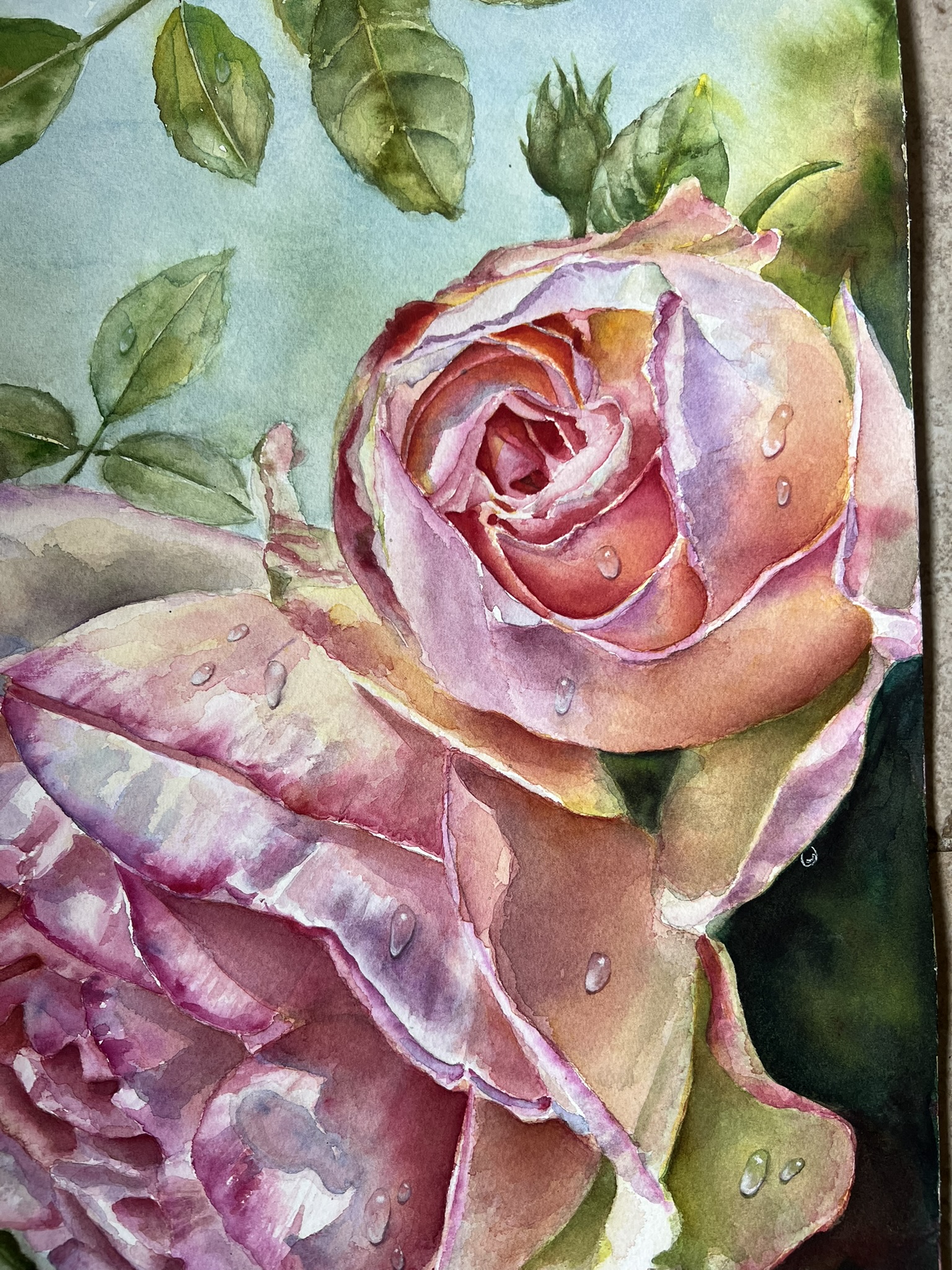Dewdrops in watercolor
