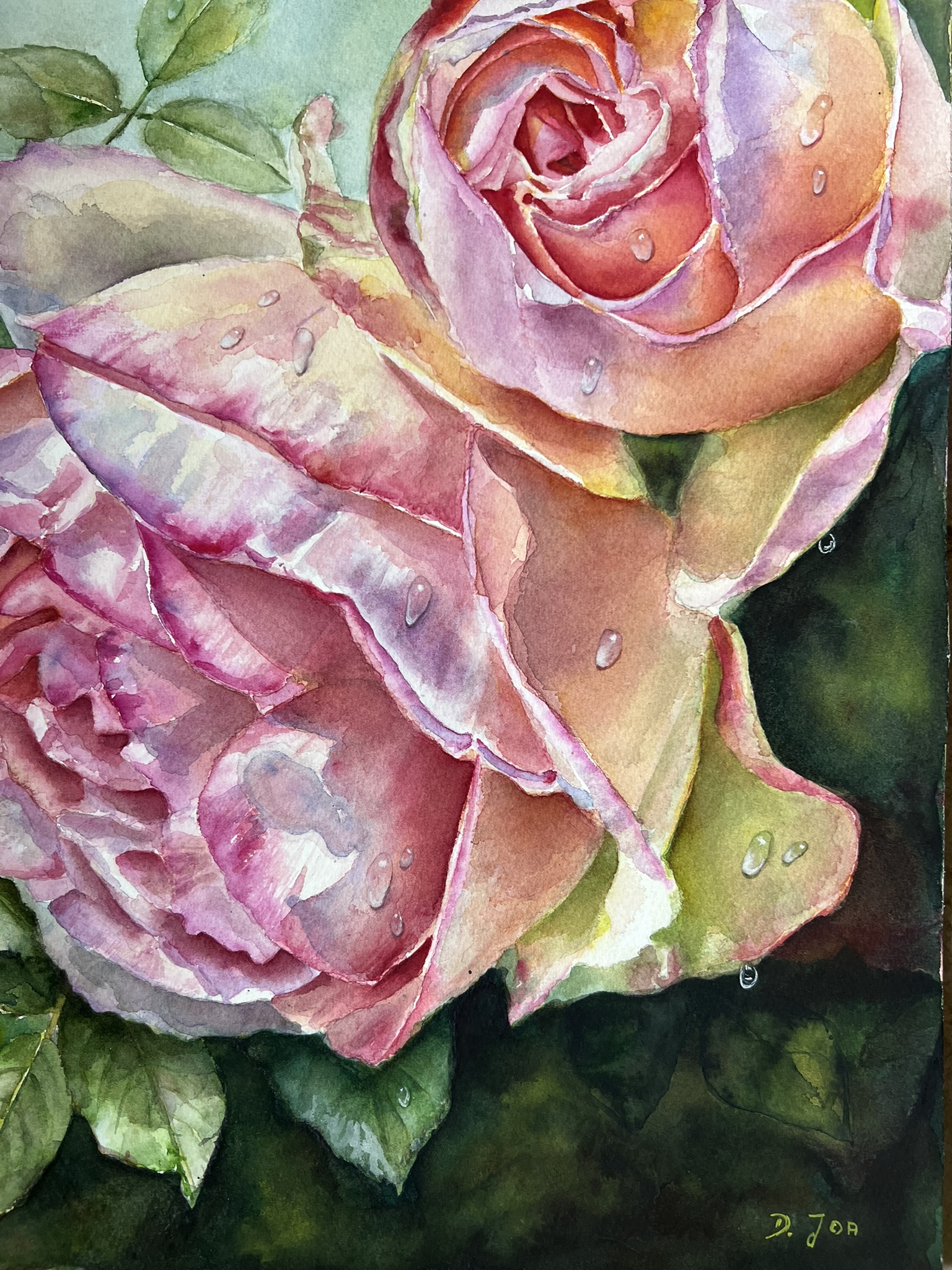 Painting Dewdrops in watercolor