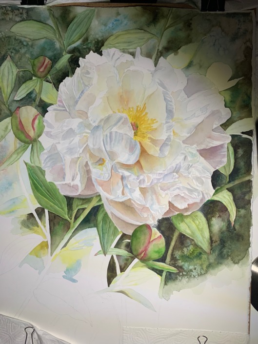 IMG_7351 Watercolor Tutorioal - using Salt in the background - how to paint white flowers